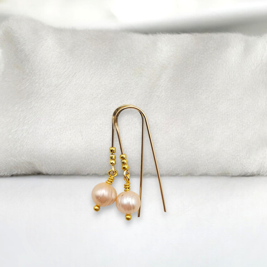 Pearl - Gold & Peach Threader Earrings Bijou by SAM