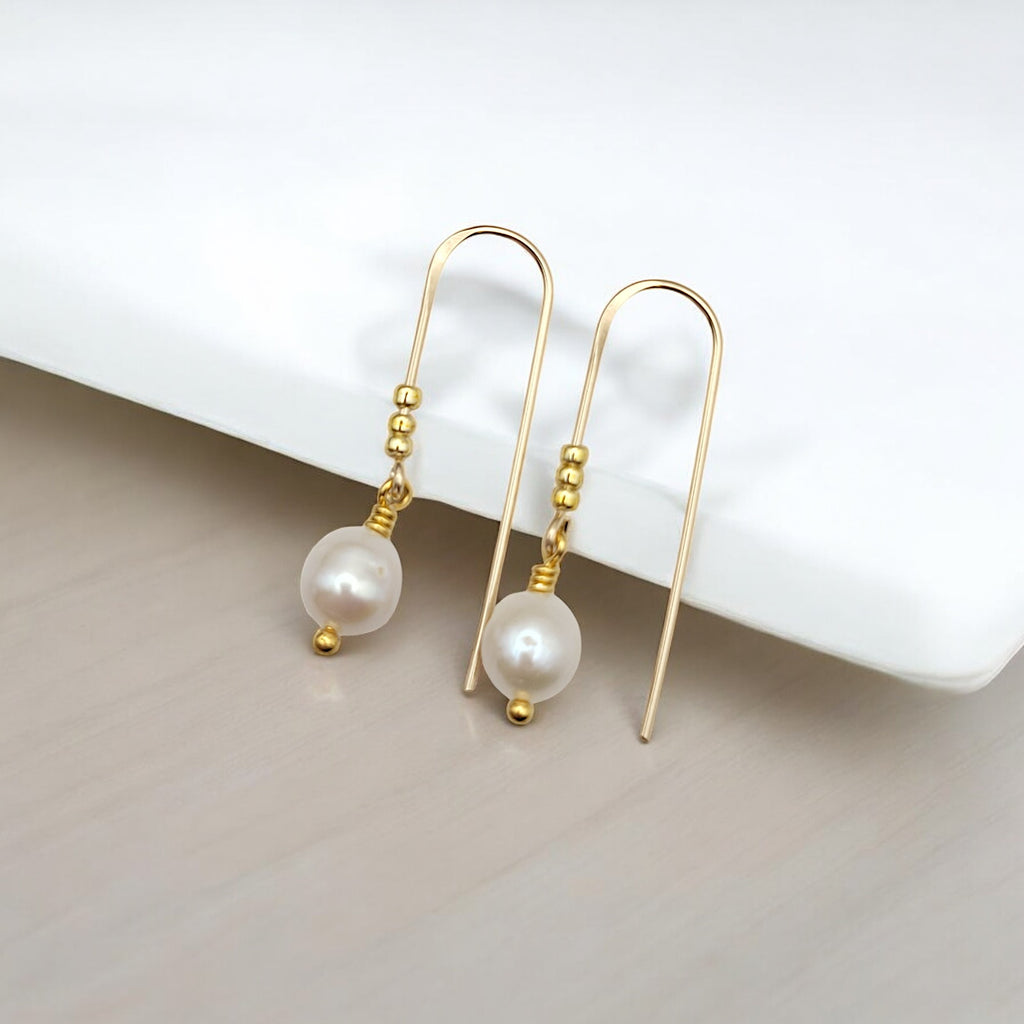 Pearl - Gold & Ivory Threader Earrings Bijou by SAM