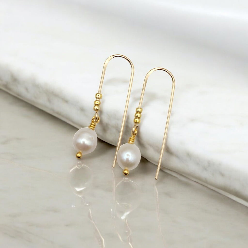 Pearl - Gold & Ivory Threader Earrings Bijou by SAM
