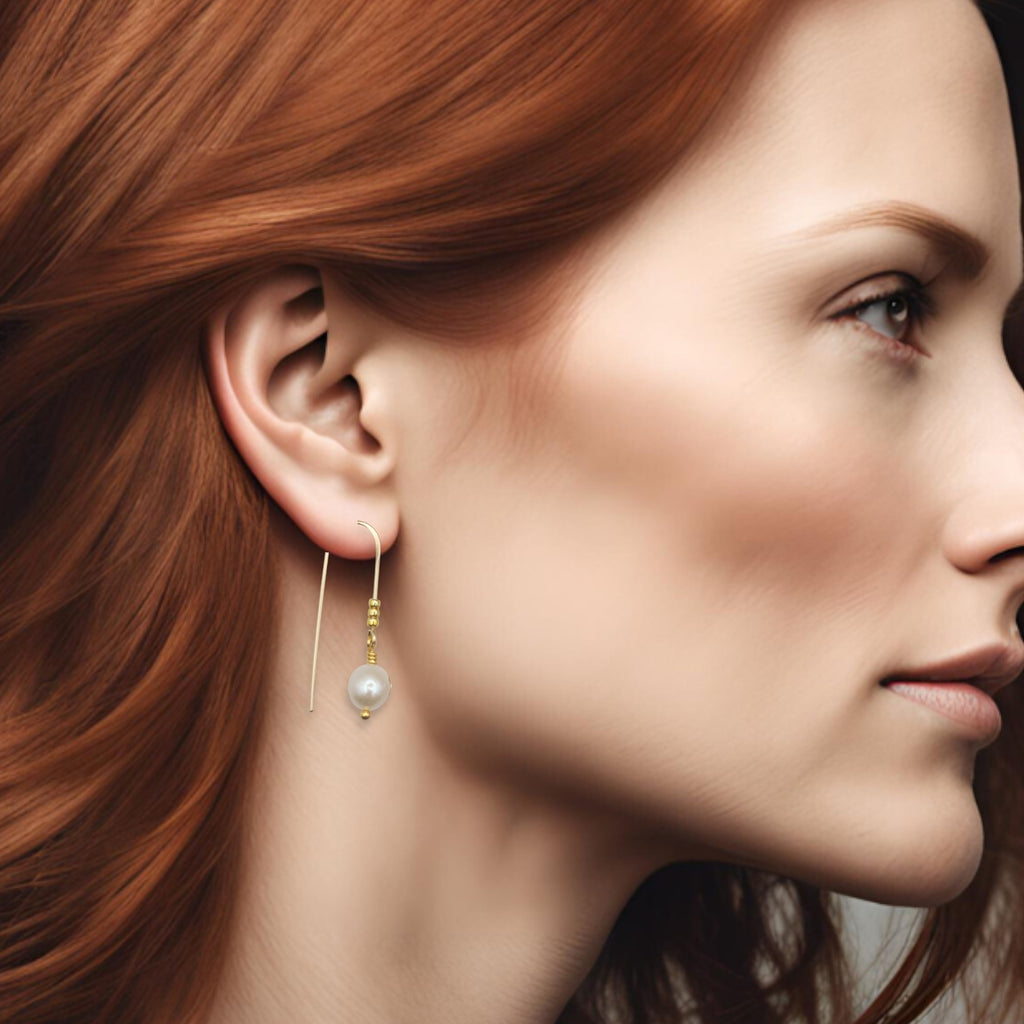 Pearl - Gold & Ivory Threader Earrings Bijou by SAM