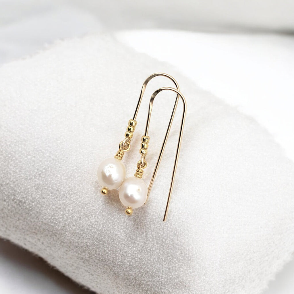 Pearl - Gold & Ivory Threader Earrings Bijou by SAM