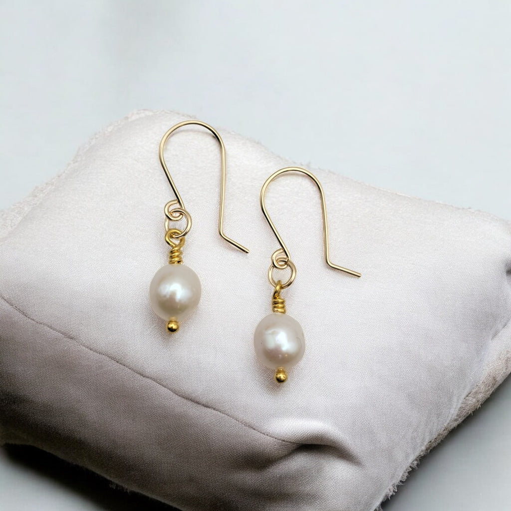 Pearl - Gold  & Ivory Dangle Earrings Bijou by SAM