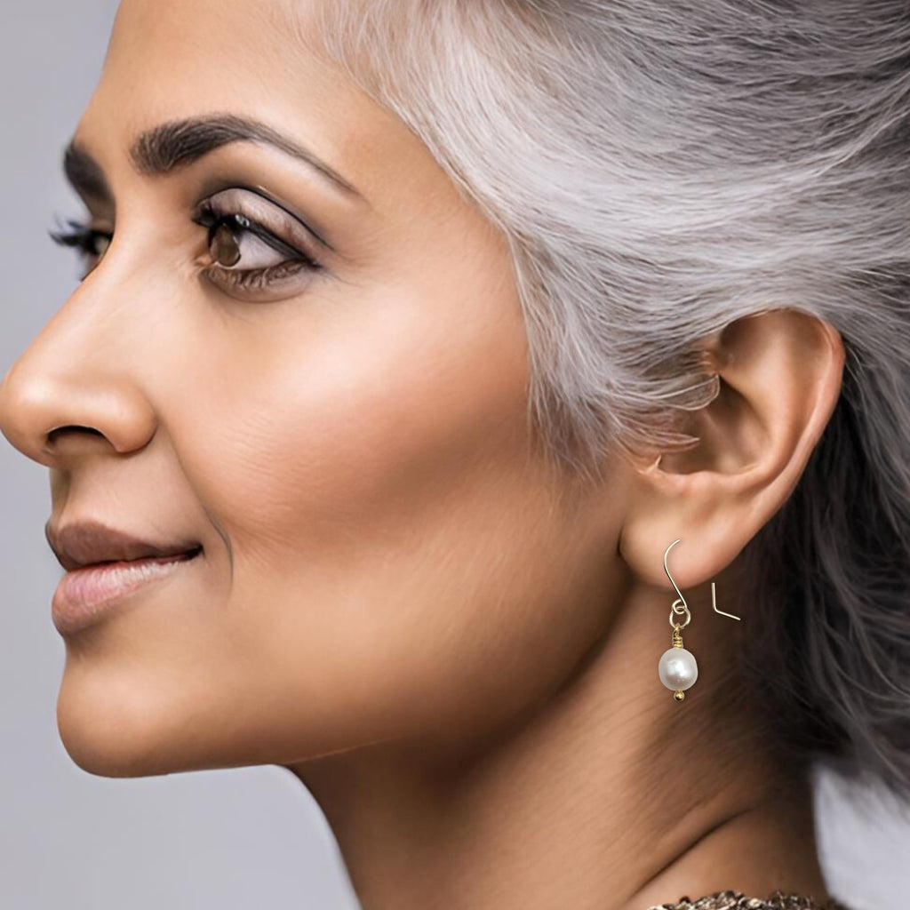 Pearl - Gold  & Ivory Dangle Earrings Bijou by SAM