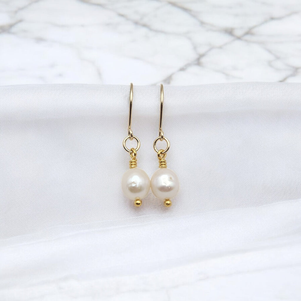 Pearl - Gold  & Ivory Dangle Earrings Bijou by SAM