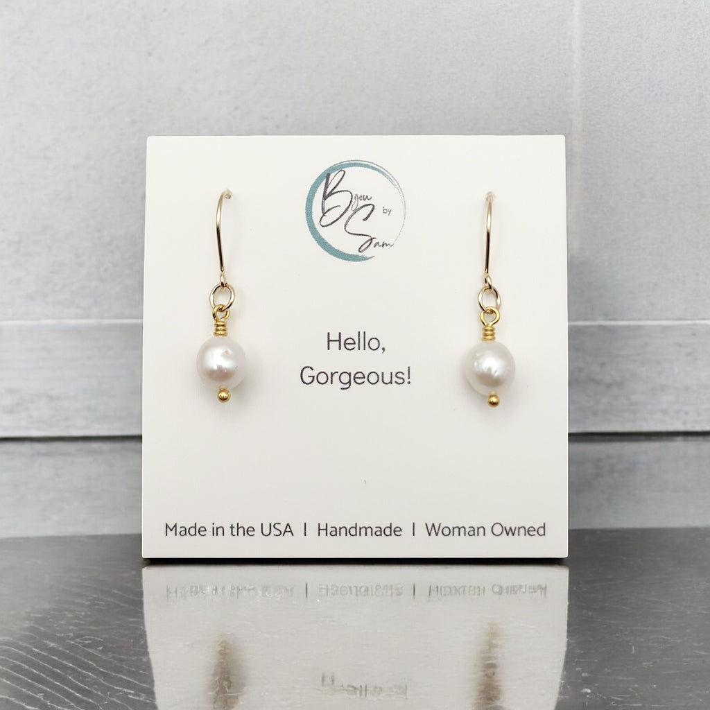 Pearl - Gold  & Ivory Dangle Earrings Bijou by SAM