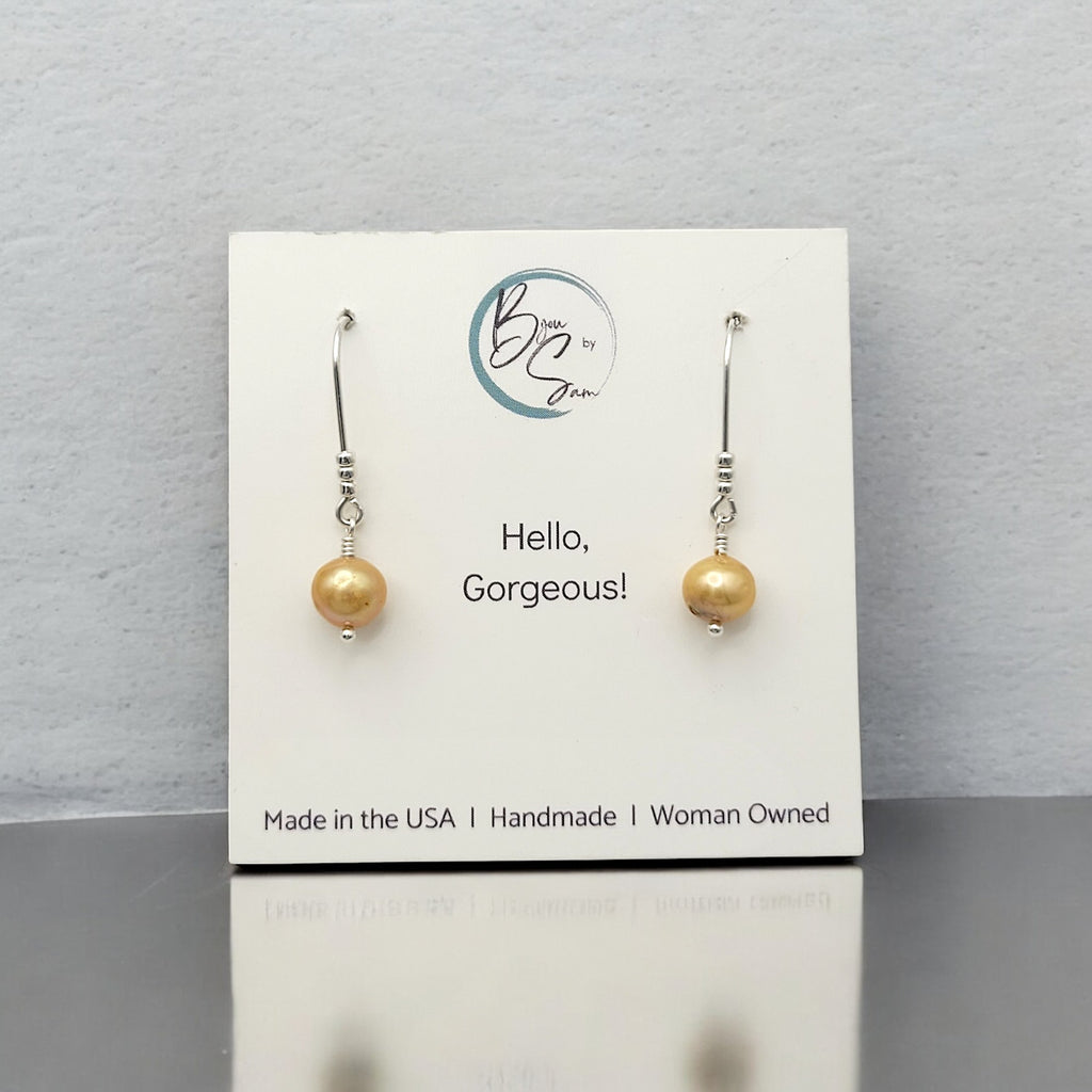 Pearl - Silver & Champagne Threaders Earrings Bijou by SAM
