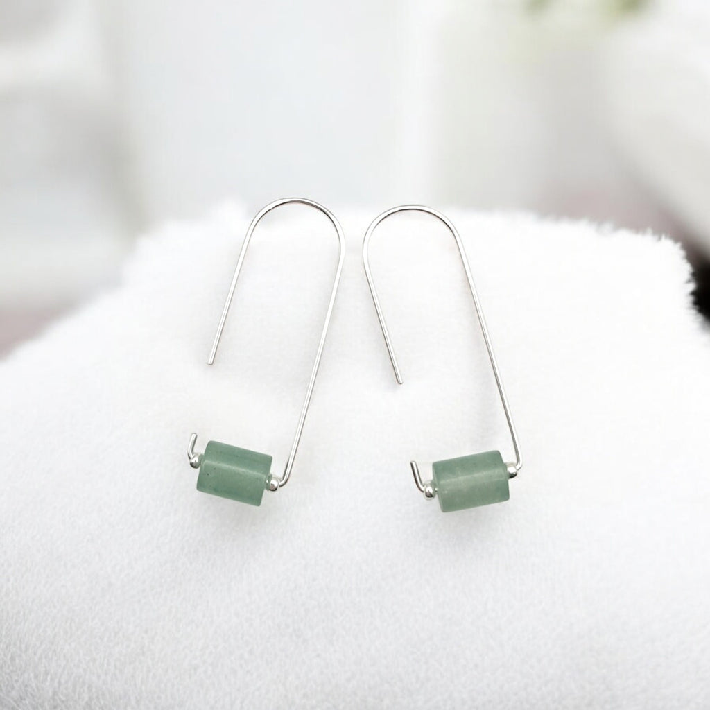 Arc - Silver & Green Aventurine Earrings Bijou by SAM