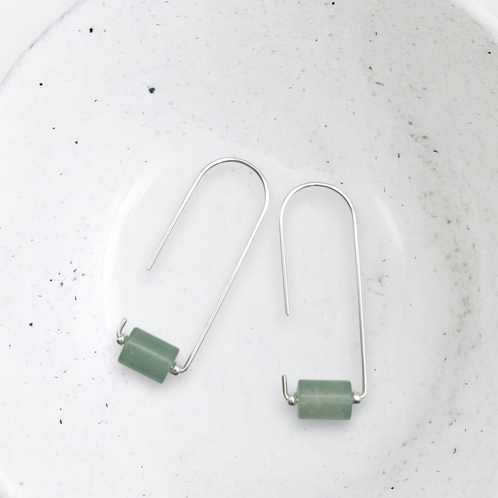 Arc - Silver & Green Aventurine Earrings Bijou by SAM