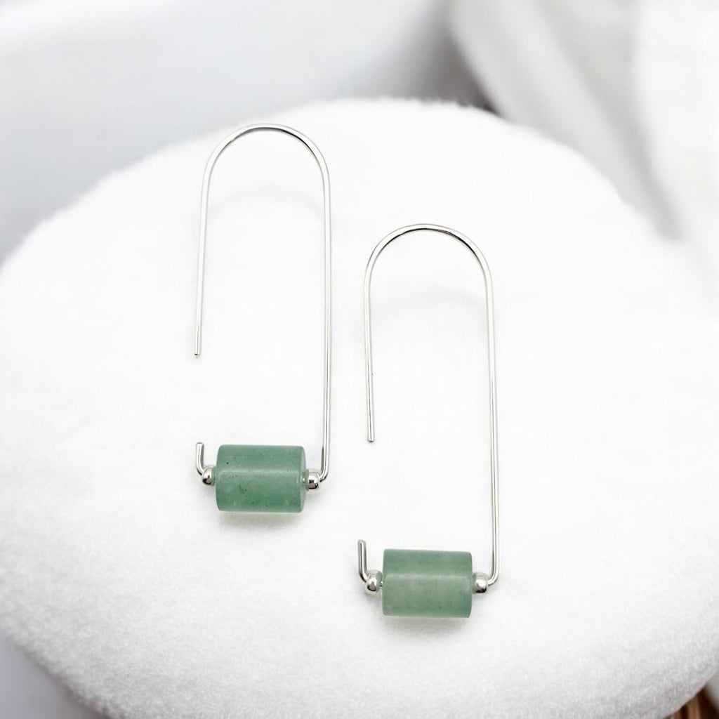 Arc - Silver & Green Aventurine Earrings Bijou by SAM
