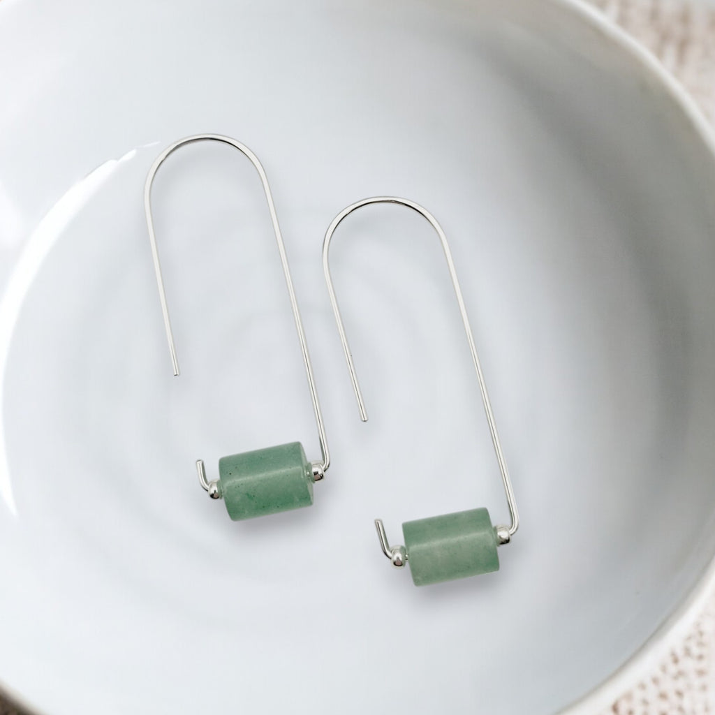 Arc - Silver & Green Aventurine Earrings Bijou by SAM