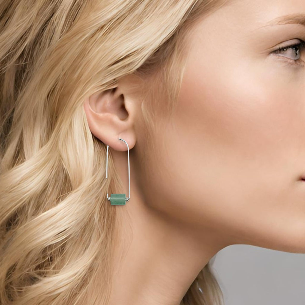 Arc - Silver & Green Aventurine Earrings Bijou by SAM