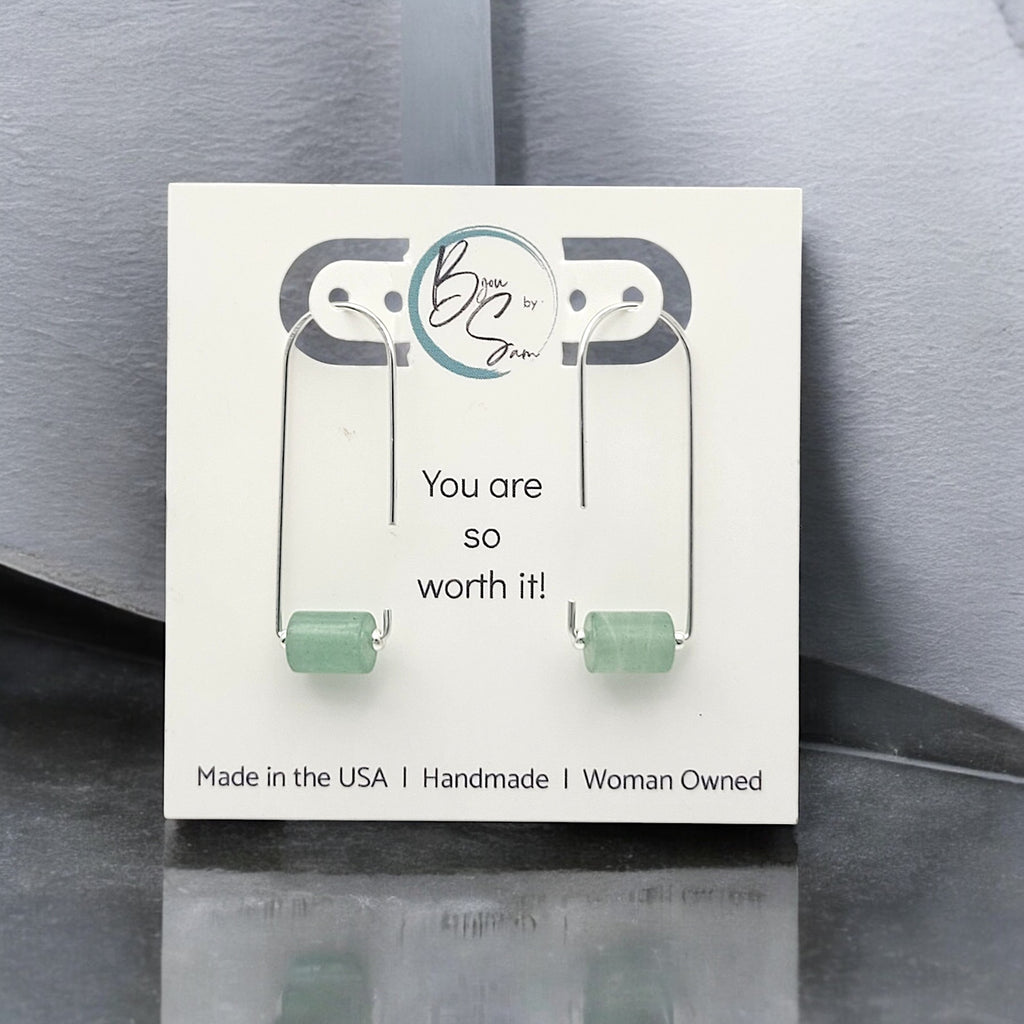 Arc - Silver & Green Aventurine Earrings Bijou by SAM