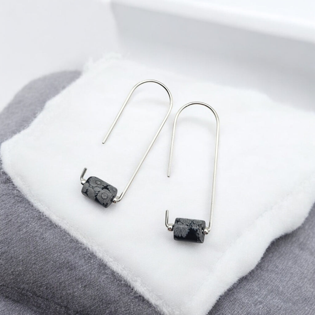 Arc - Silver & Snowflake Obsidian Earrings Bijou by SAM