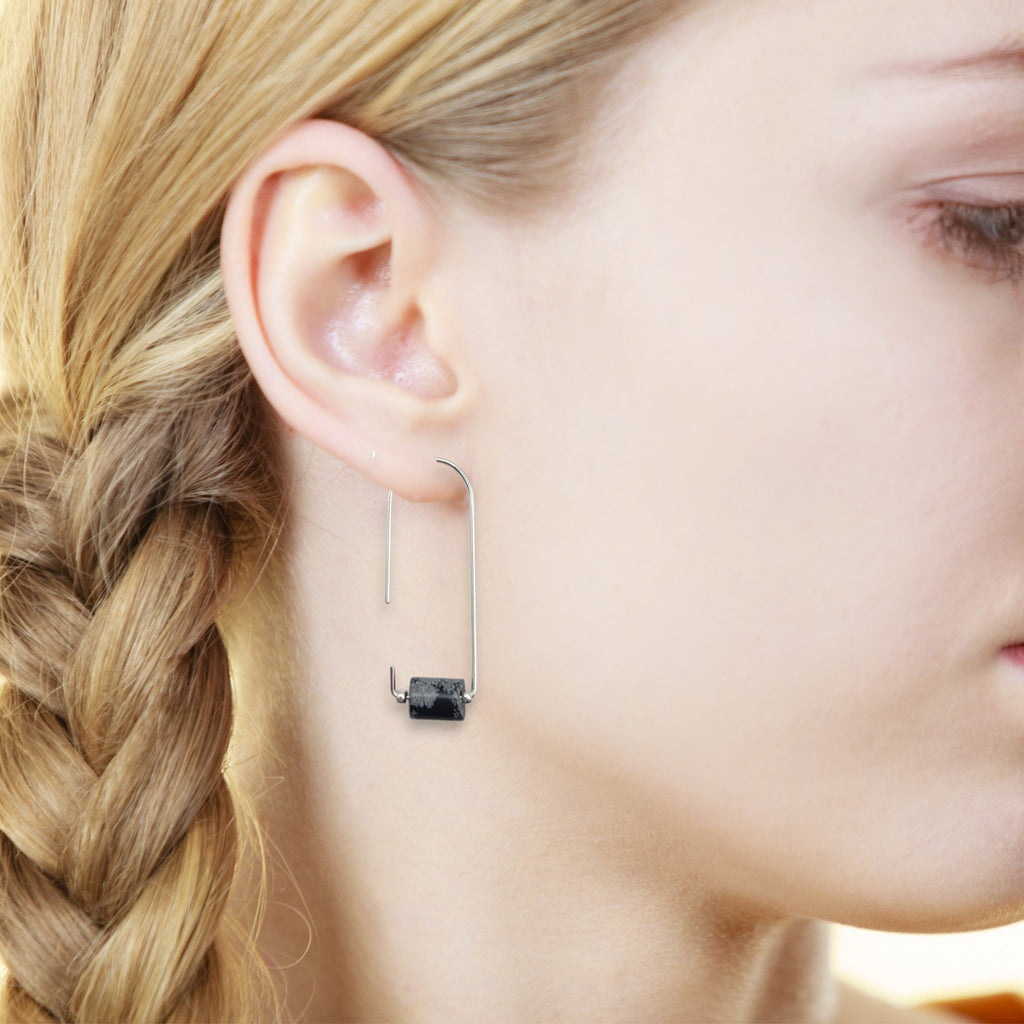 Arc - Silver & Snowflake Obsidian Earrings Bijou by SAM