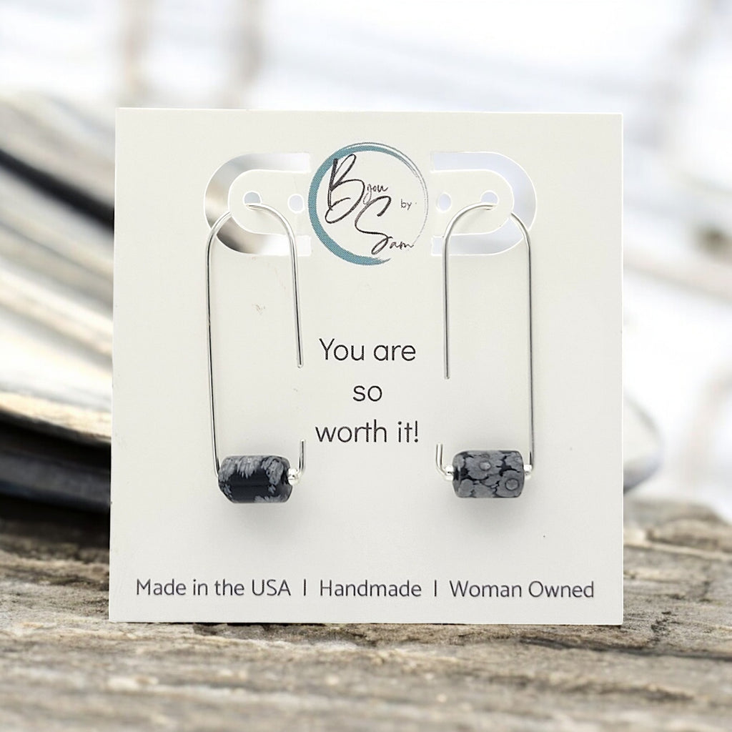 Arc - Silver & Snowflake Obsidian Earrings Bijou by SAM