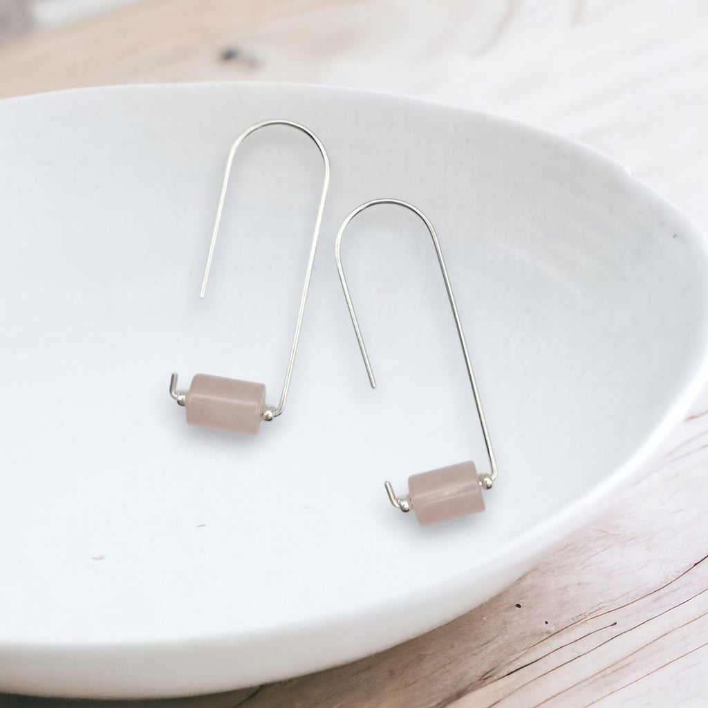 Arc - Silver & Rose Quartz Earrings Bijou by SAM