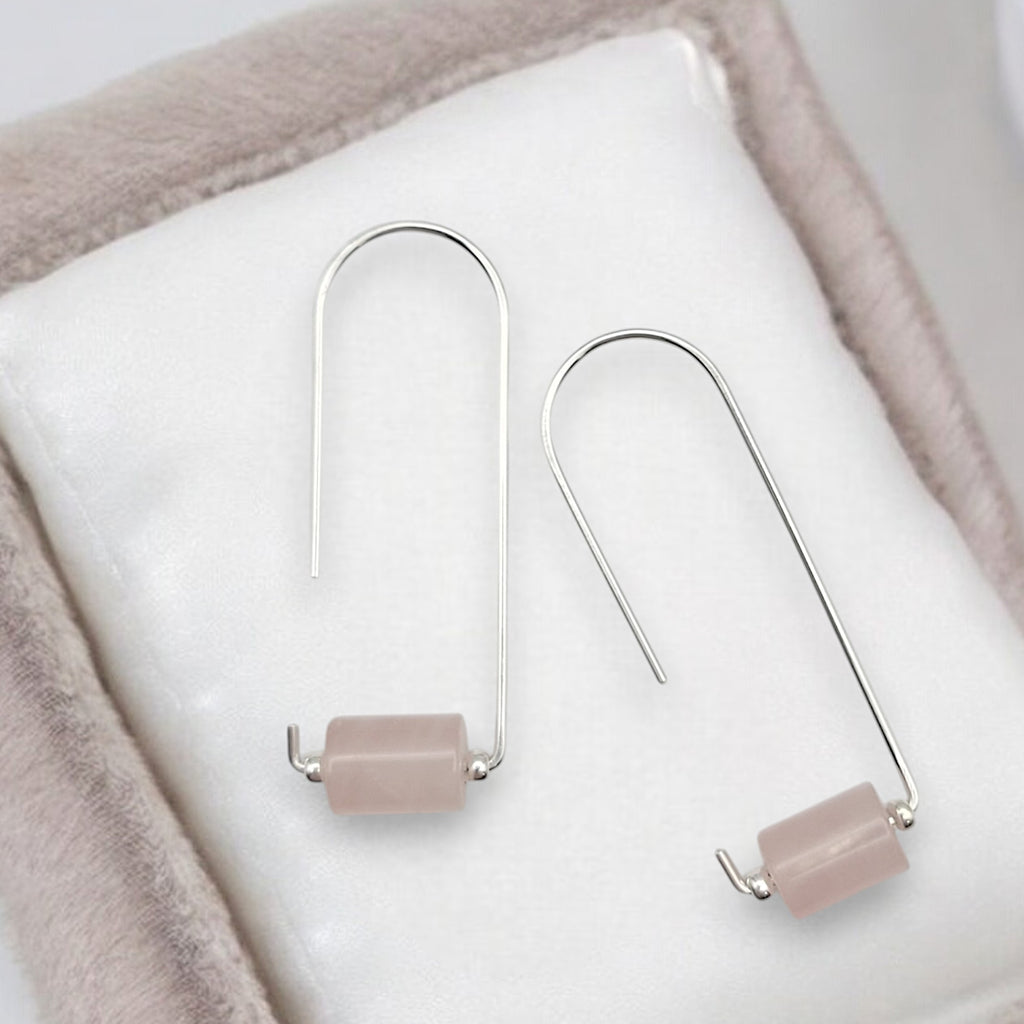 Arc - Silver & Rose Quartz Earrings Bijou by SAM
