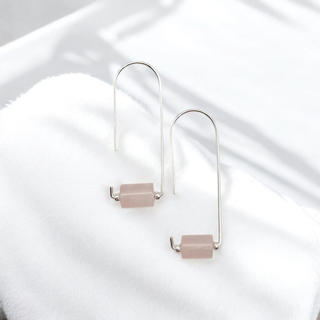 Arc - Silver & Rose Quartz Earrings Bijou by SAM