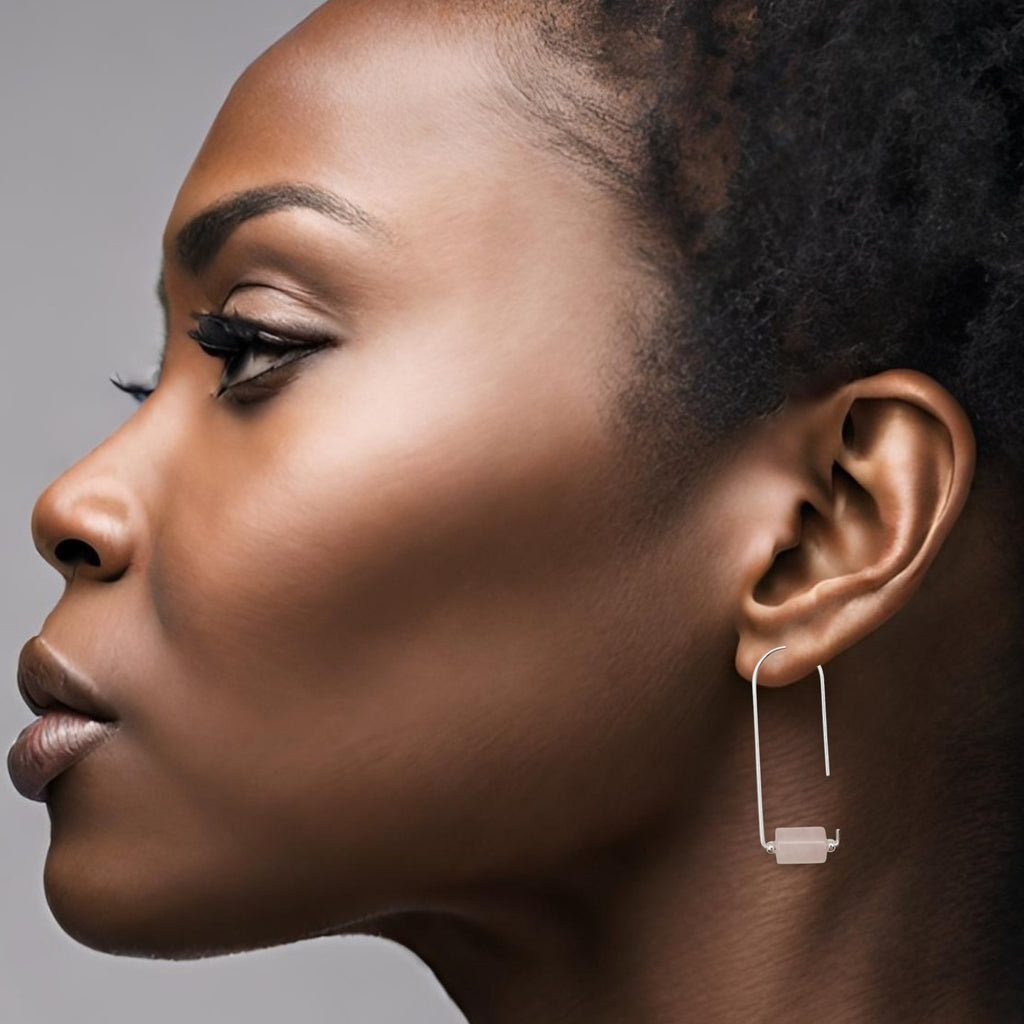 Arc - Silver & Rose Quartz Earrings Bijou by SAM