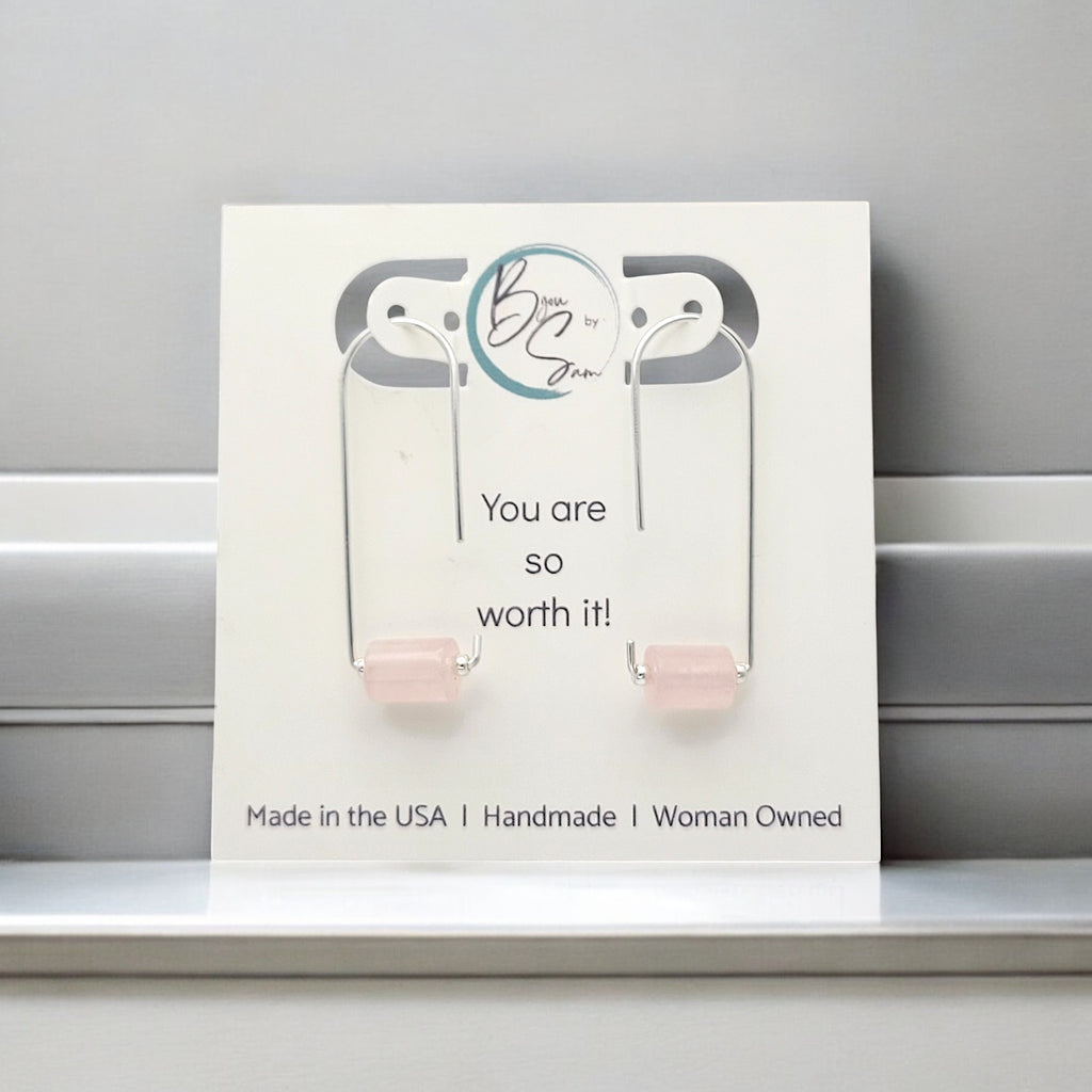 Arc - Silver & Rose Quartz Earrings Bijou by SAM