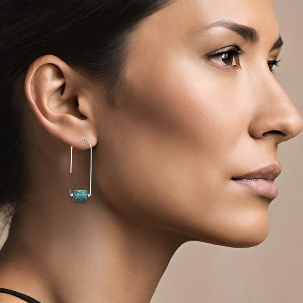 Arc - Silver & Turquoise Earrings Bijou by SAM