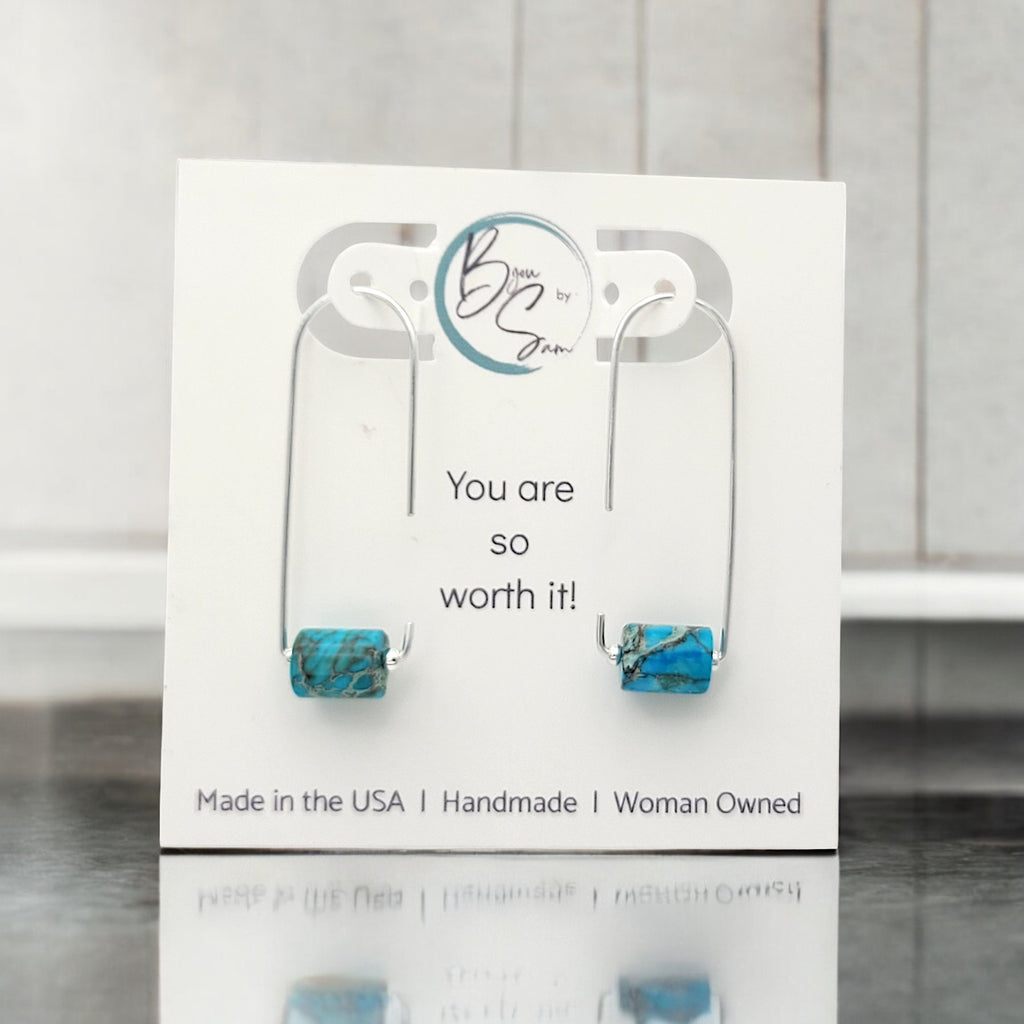 Arc - Silver & Turquoise Earrings Bijou by SAM