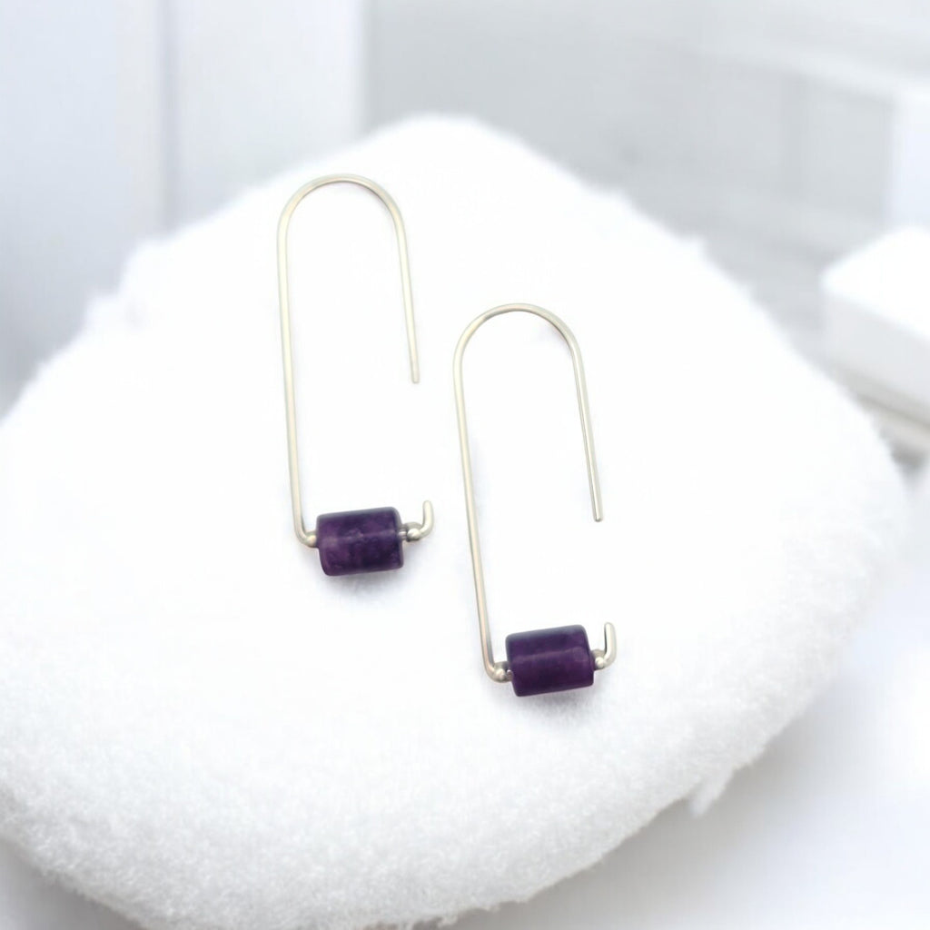 Arc - Silver & Amethyst Earrings Bijou by SAM