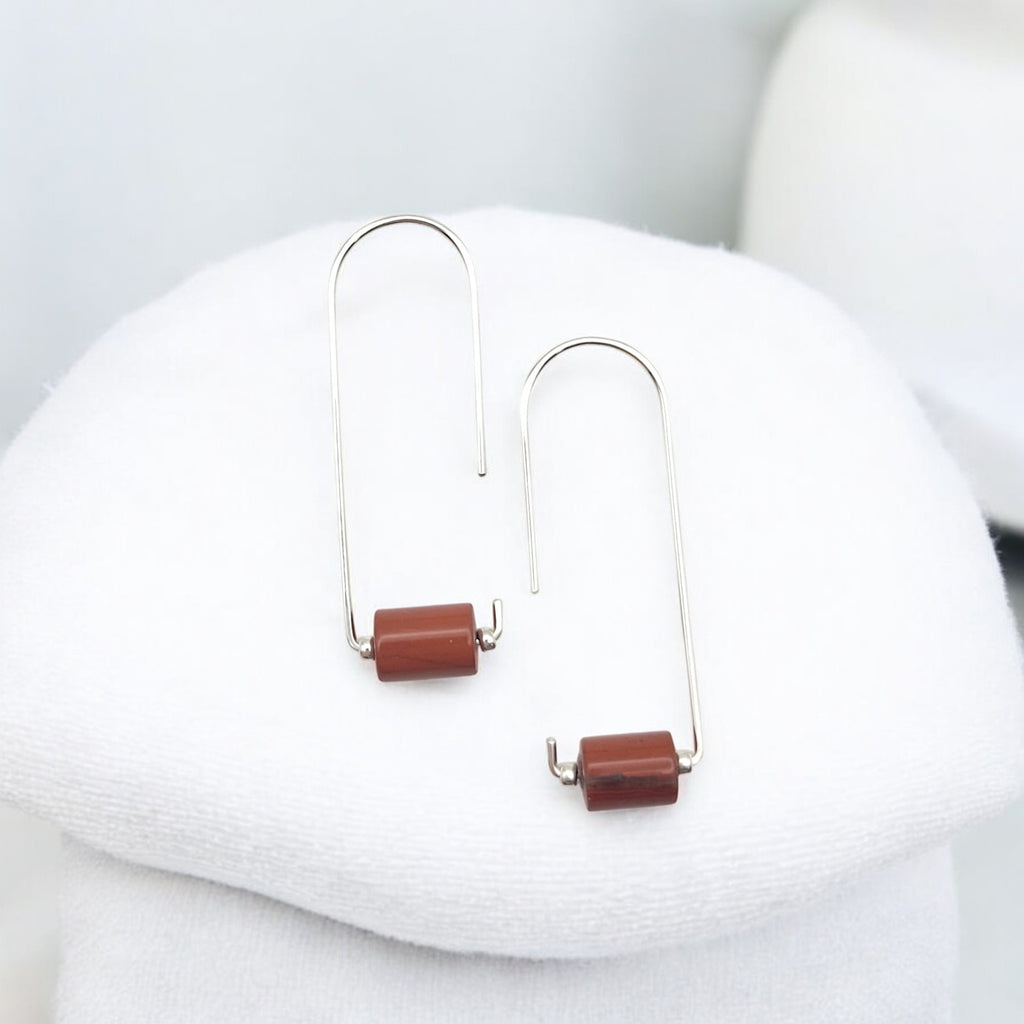 Arc - Silver & Red Jasper Earrings Bijou by SAM