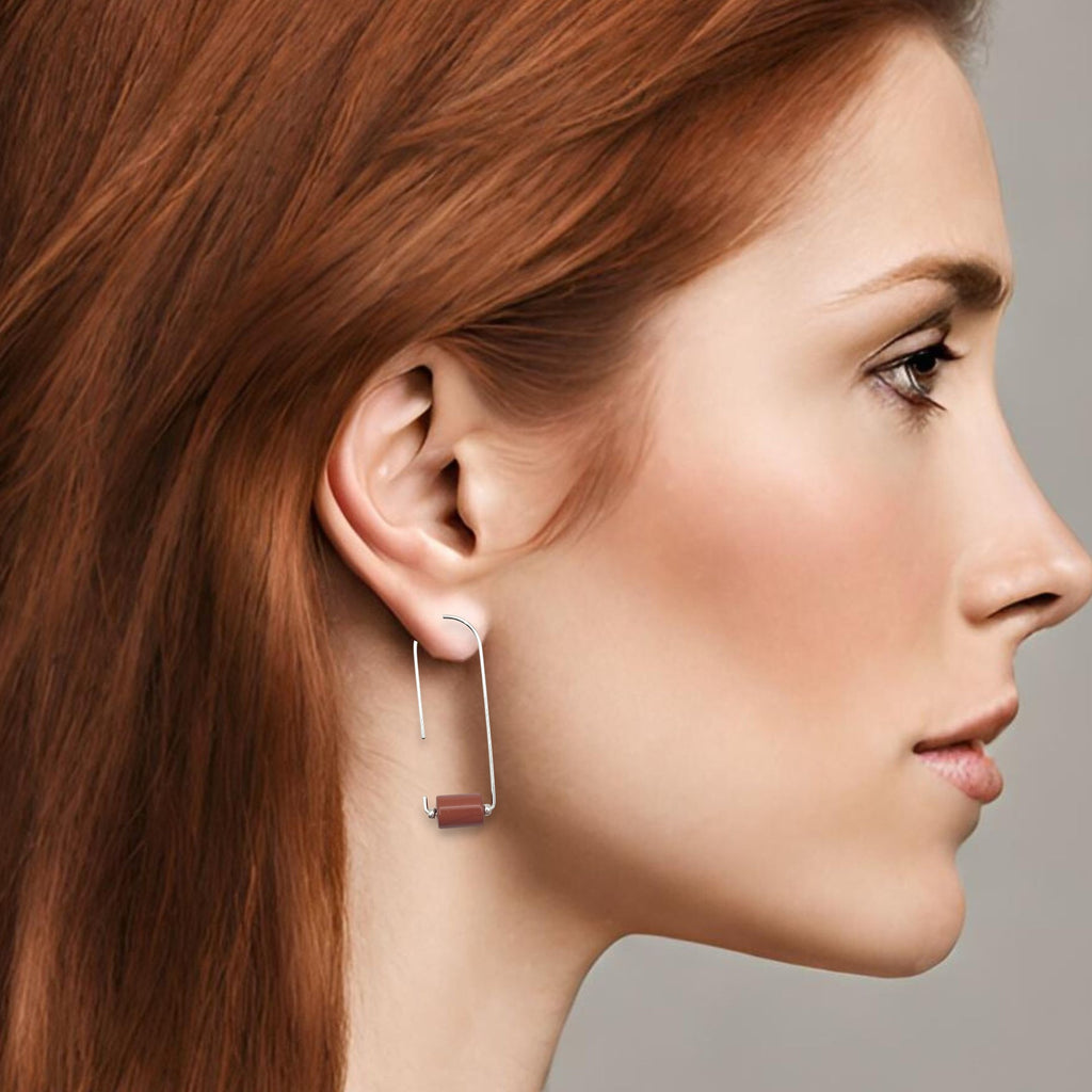 Arc - Silver & Red Jasper Earrings Bijou by SAM