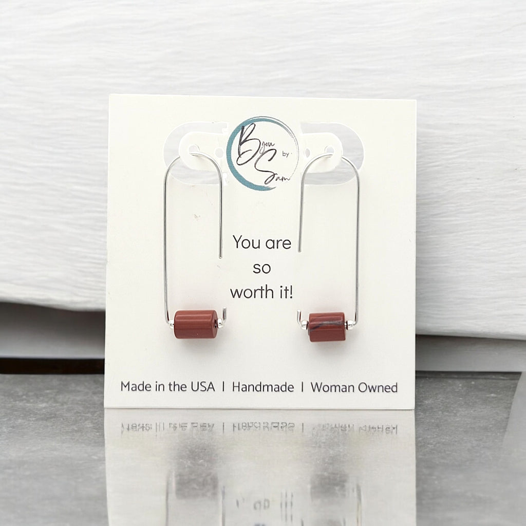 Arc - Silver & Red Jasper Earrings Bijou by SAM
