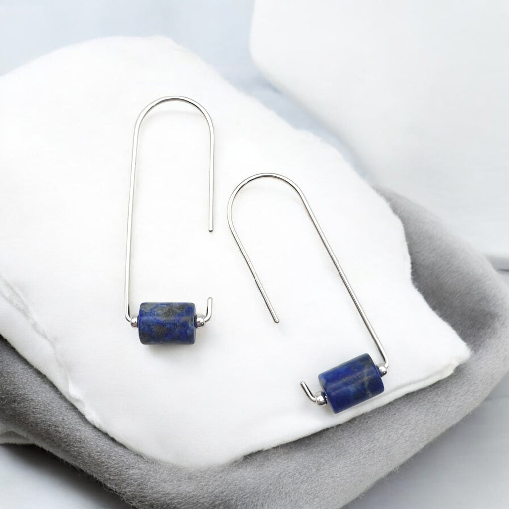 Arc - Silver & Lapis Threaders Earrings Bijou by SAM