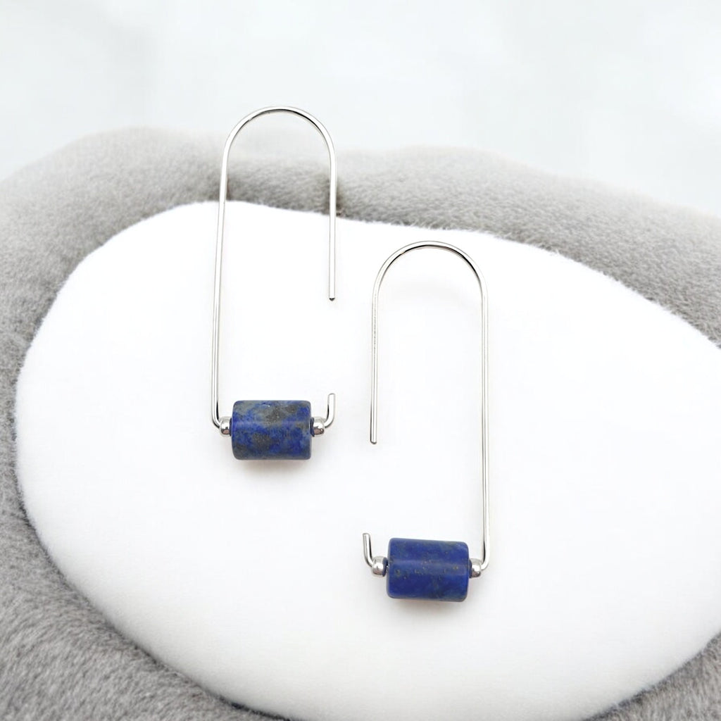 Arc - Silver & Lapis Threaders Earrings Bijou by SAM