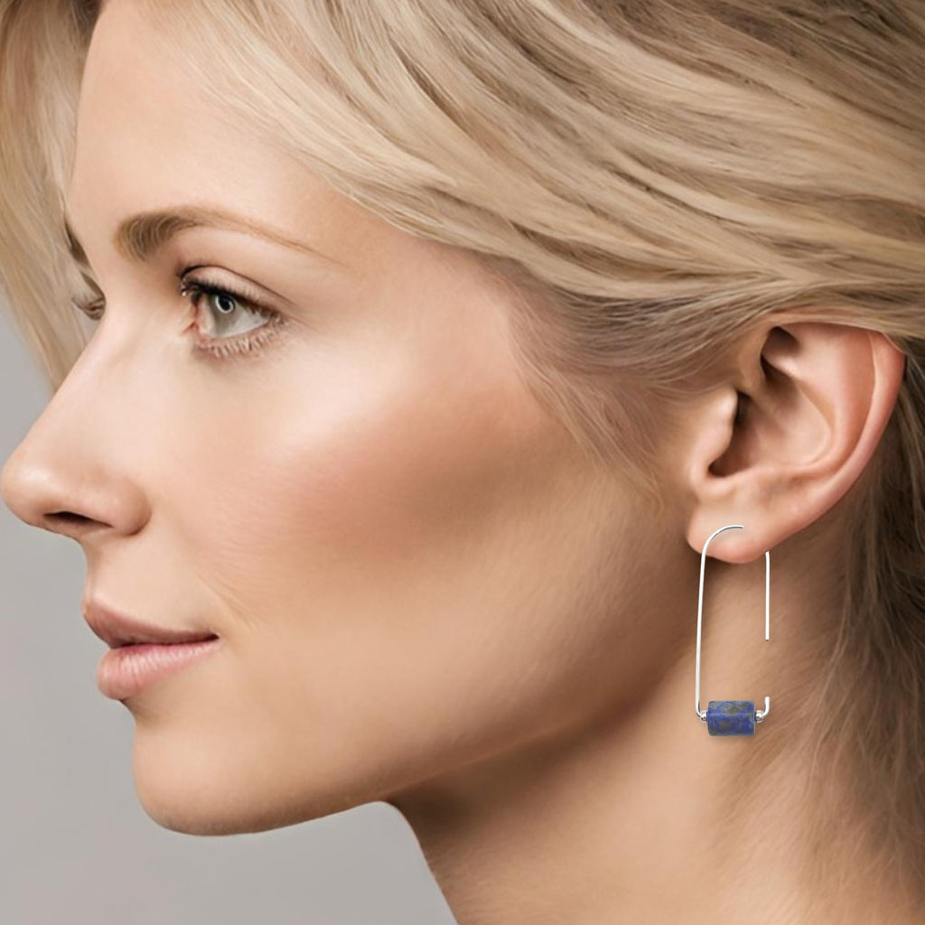Arc - Silver & Lapis Threaders Earrings Bijou by SAM