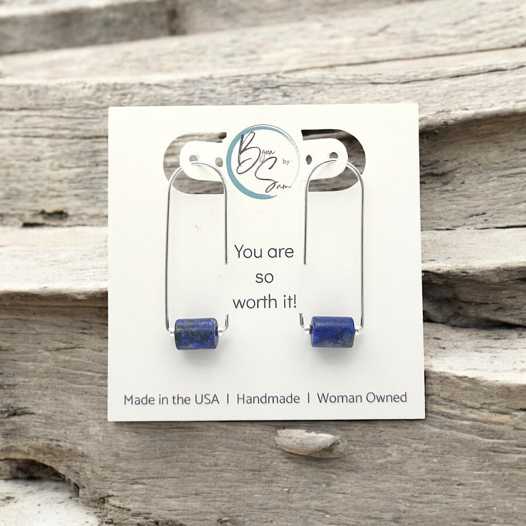 Arc - Silver & Lapis Threaders Earrings Bijou by SAM