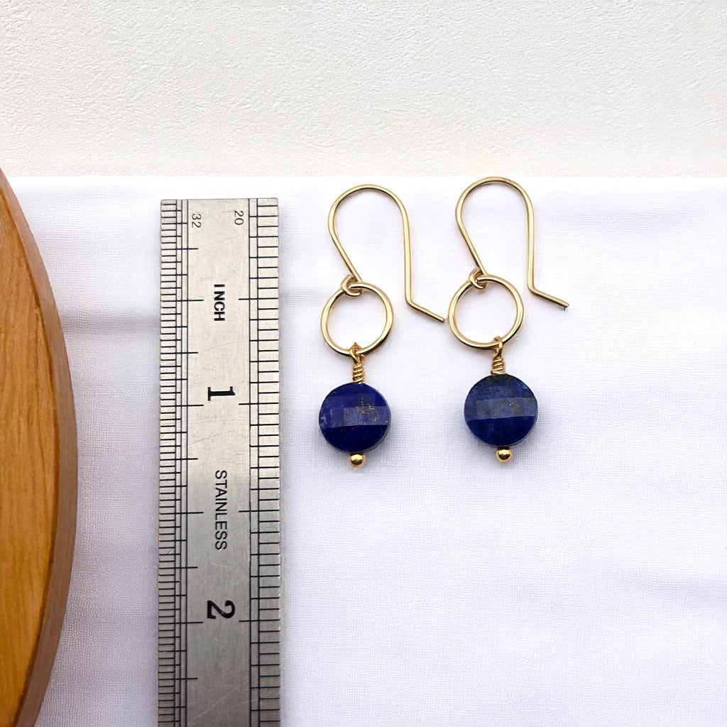 Coin - Gold and Lapis Lazuli Dangle Earrings Earrings Bijou by SAM
