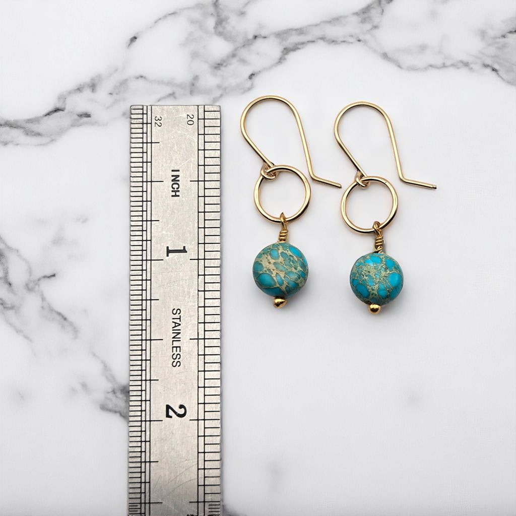Coin - Gold and Turquoise Dangle Earrings Earrings Bijou by SAM