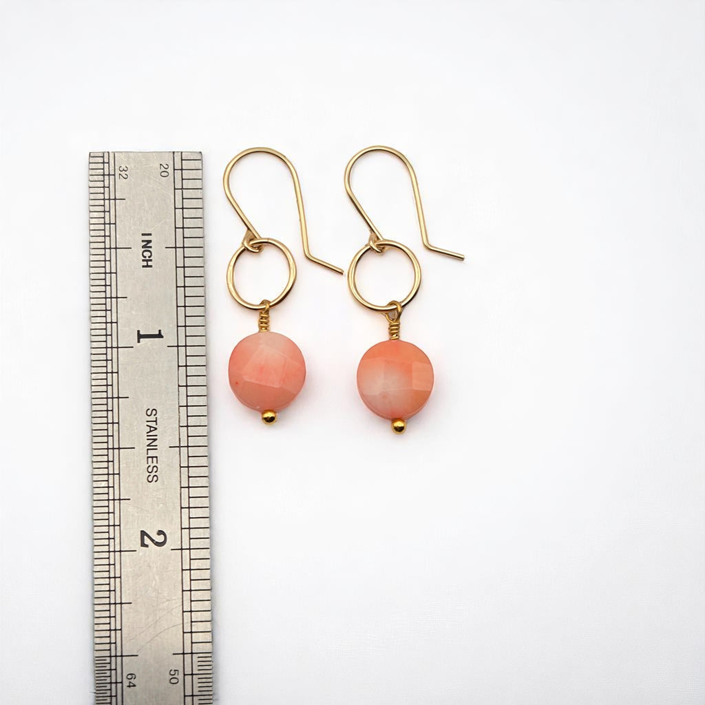 Coin - Gold and Pink Bamboo Coral Dangle Earrings Earrings Bijou by SAM