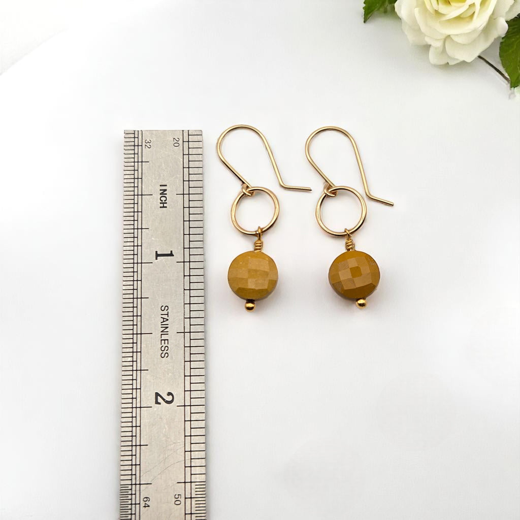 Coin - Gold and Yellow Mookaite Dangle Earrings Earrings Bijou by SAM