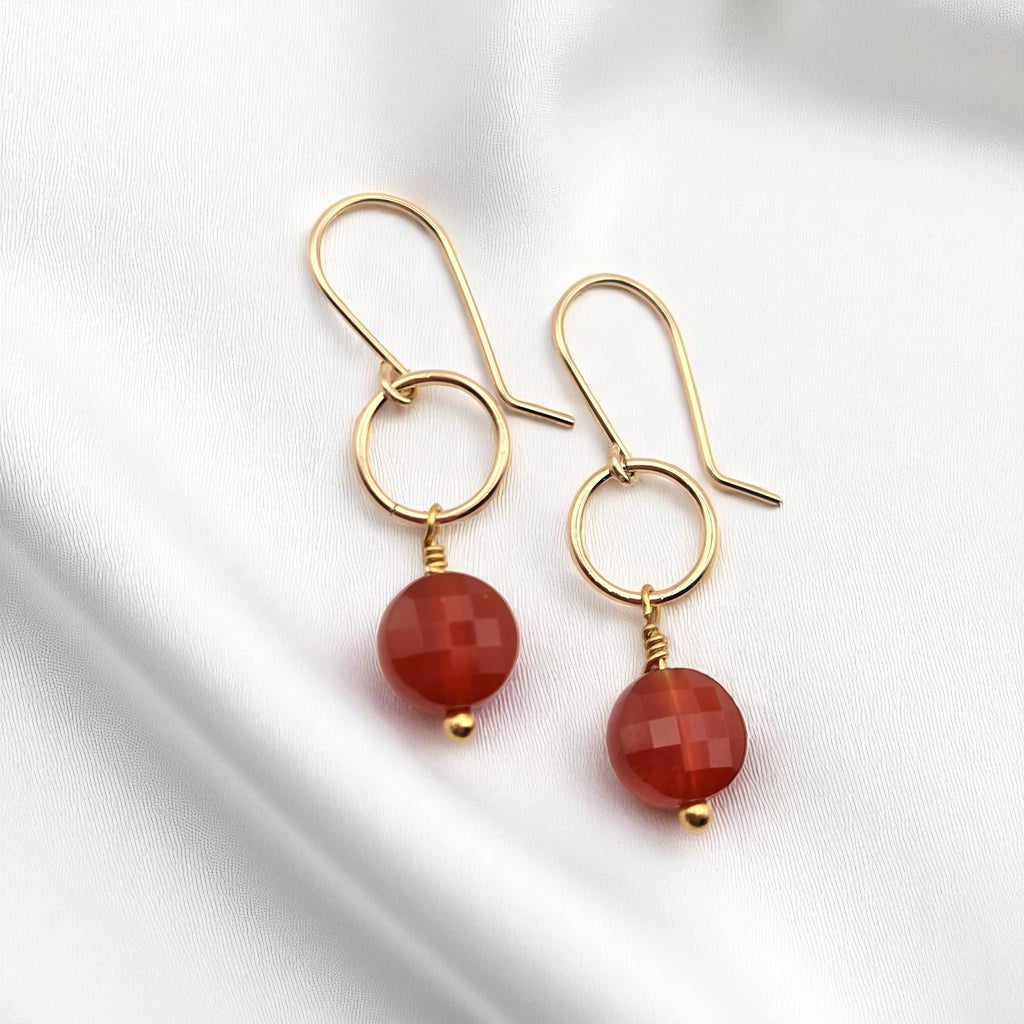Coin - Gold and Carnelian Dangle Earrings Earrings Bijou by SAM