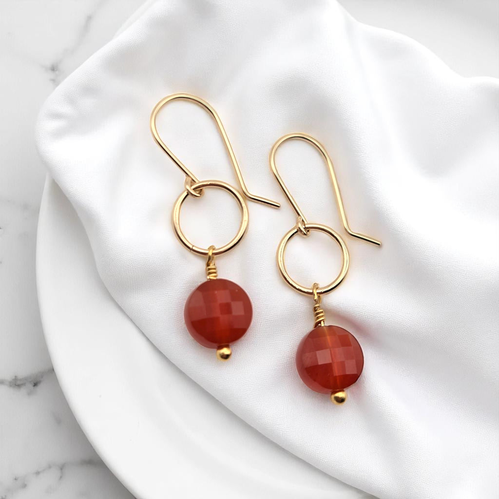 Coin - Gold and Carnelian Dangle Earrings Earrings Bijou by SAM