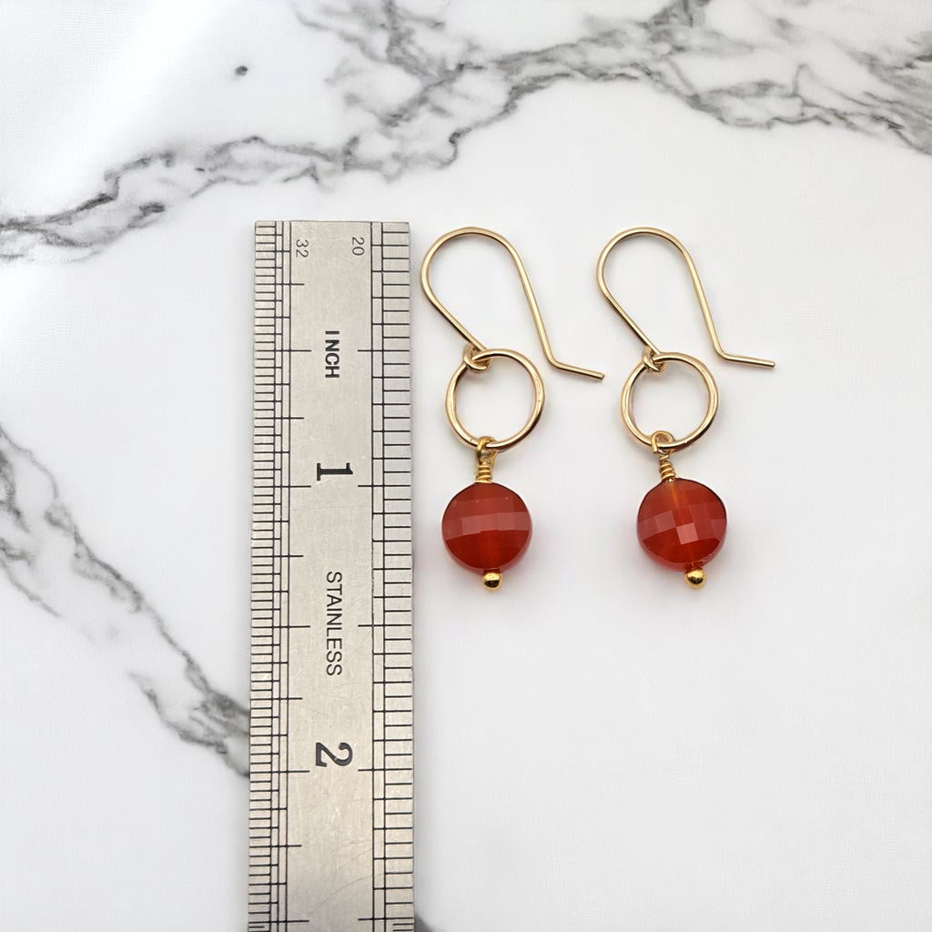 Coin - Gold and Carnelian Dangle Earrings Earrings Bijou by SAM