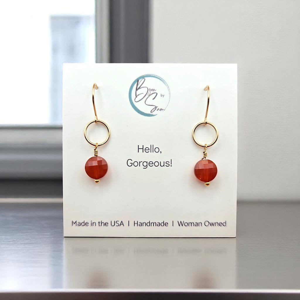 Coin - Gold and Carnelian Dangle Earrings Earrings Bijou by SAM