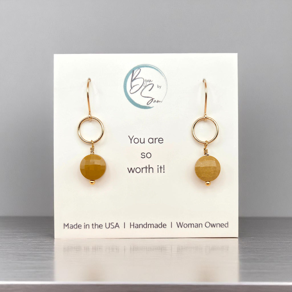 Coin - Gold and Yellow Mookaite Dangle Earrings Earrings Bijou by SAM
