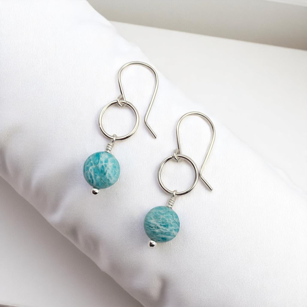 Coin - Silver and Amazonite Earrings Earrings Bijou by SAM