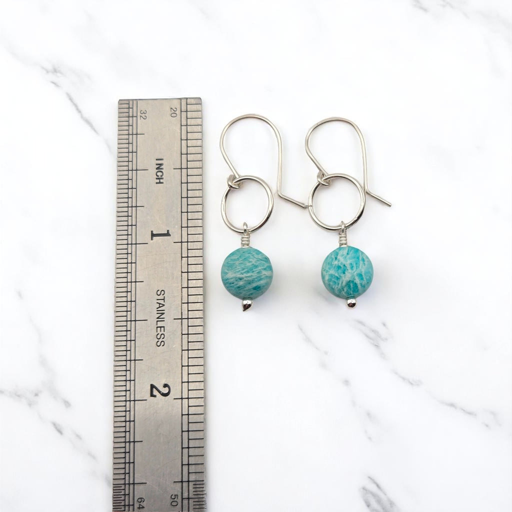 Coin - Silver and Amazonite Earrings Earrings Bijou by SAM