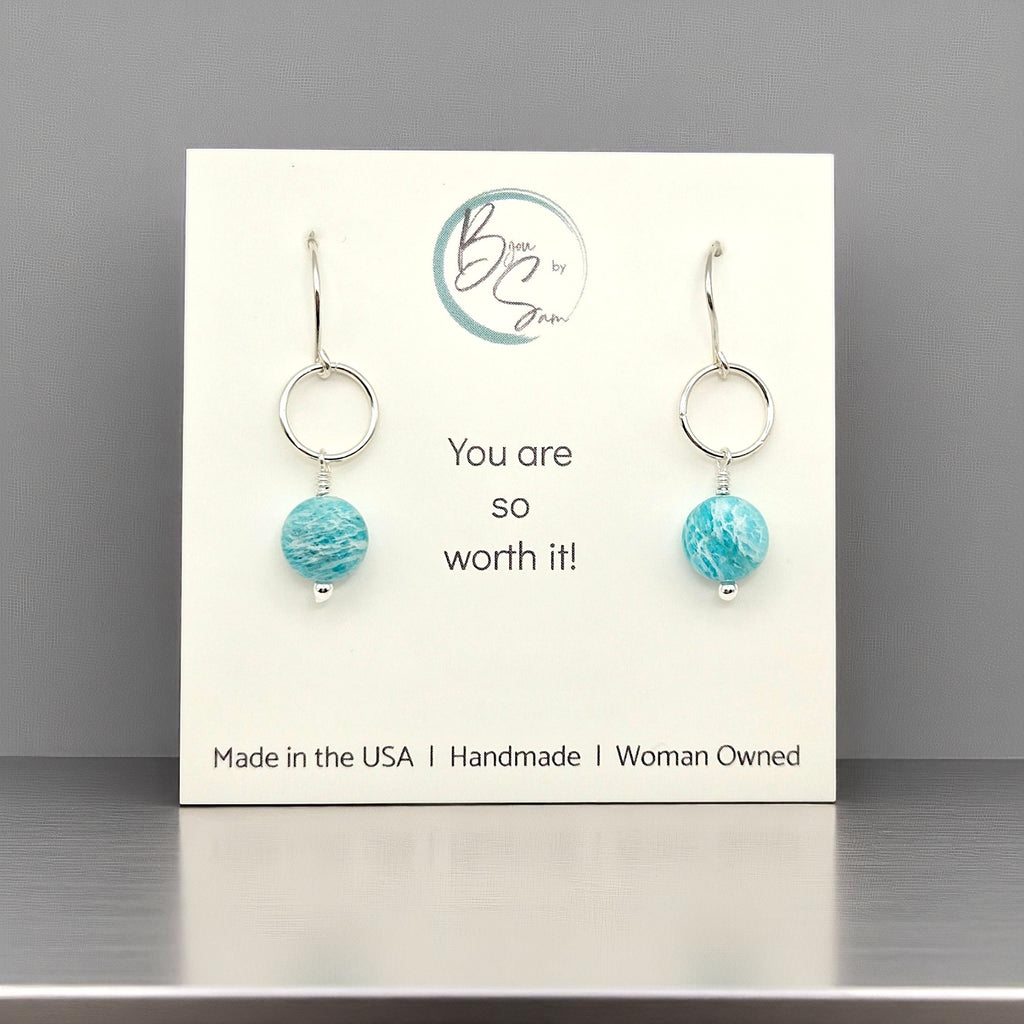 Coin - Silver and Amazonite Earrings Earrings Bijou by SAM