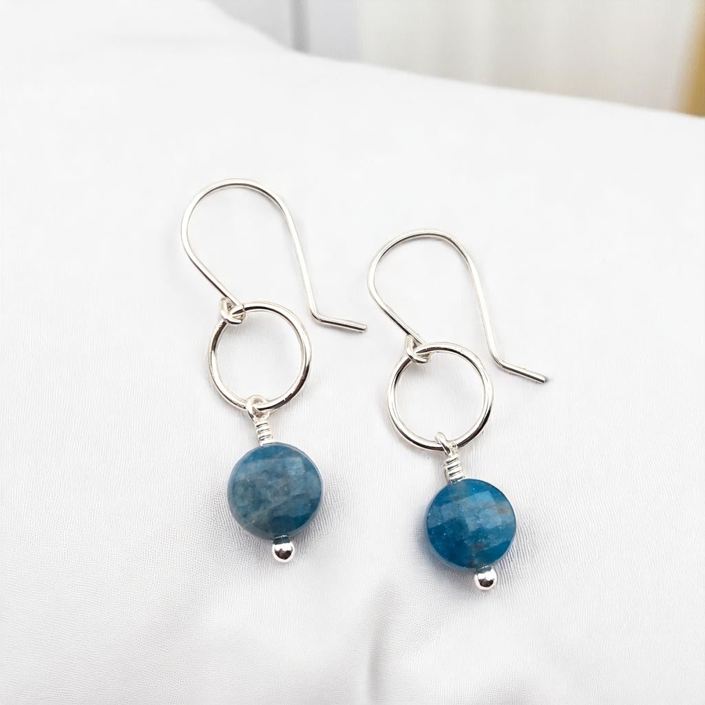 Coin - Silver & Blue Apatite Dangle Earrings Earrings Bijou by SAM