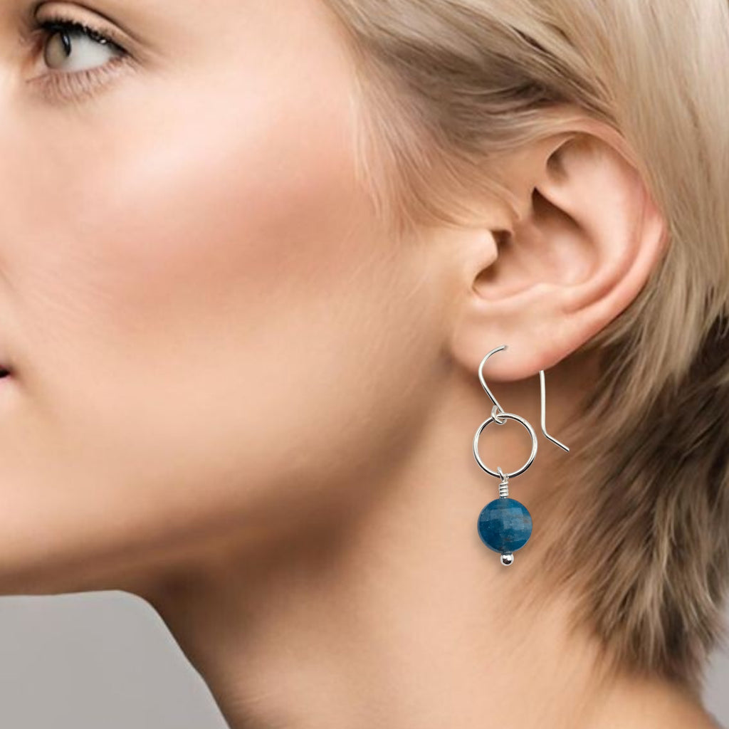 Coin - Silver & Blue Apatite Dangle Earrings Earrings Bijou by SAM
