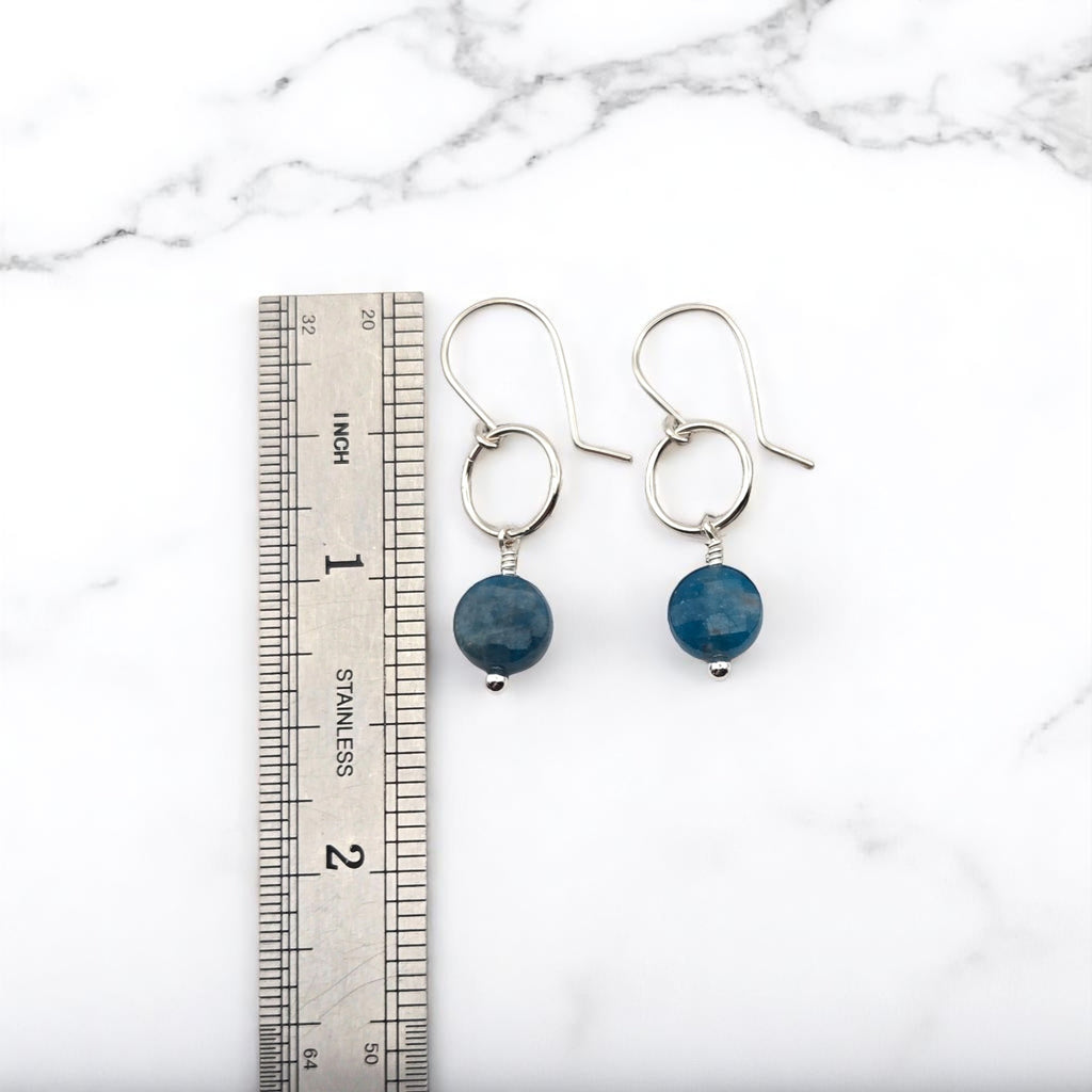 Coin - Silver & Blue Apatite Dangle Earrings Earrings Bijou by SAM