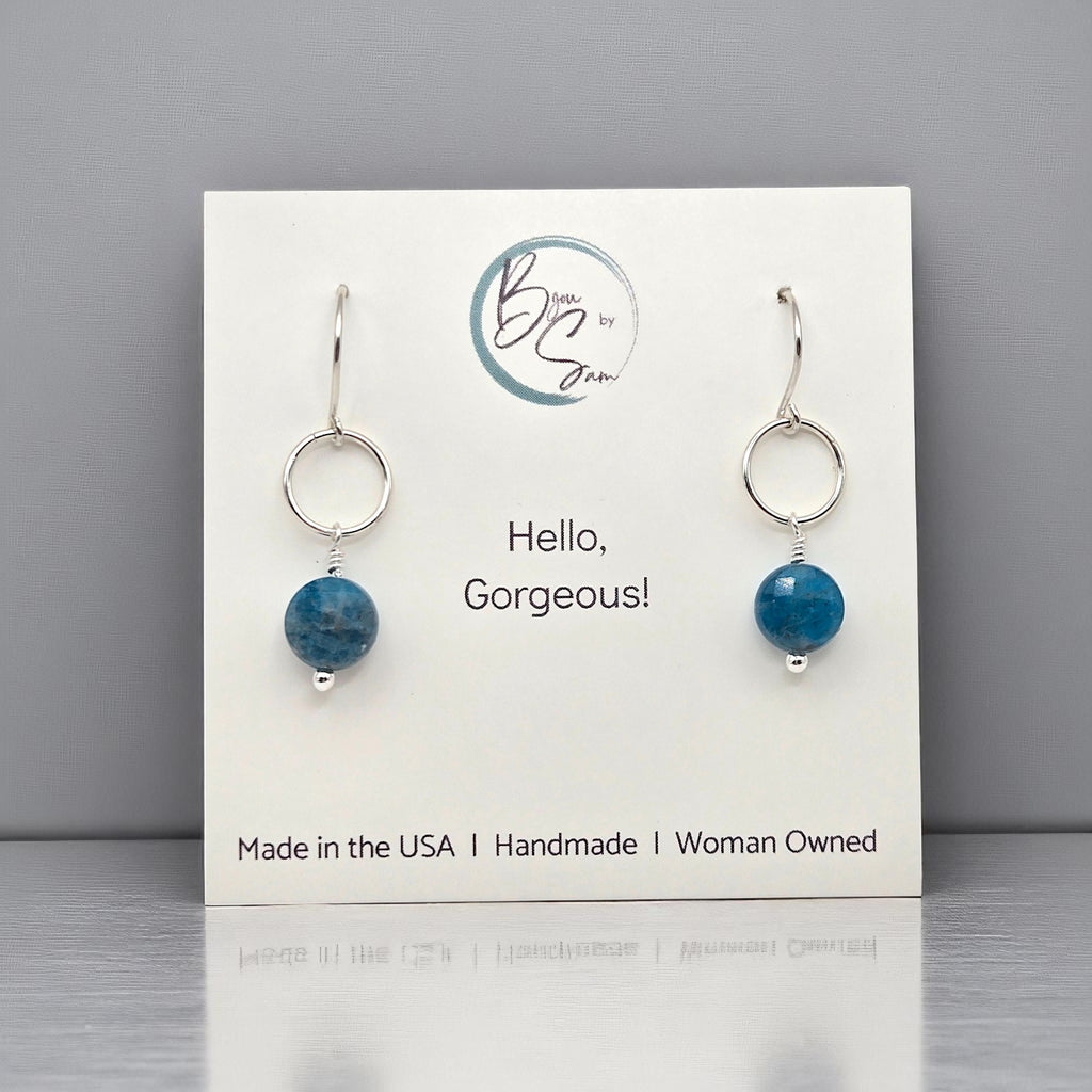 Coin - Silver & Blue Apatite Dangle Earrings Earrings Bijou by SAM
